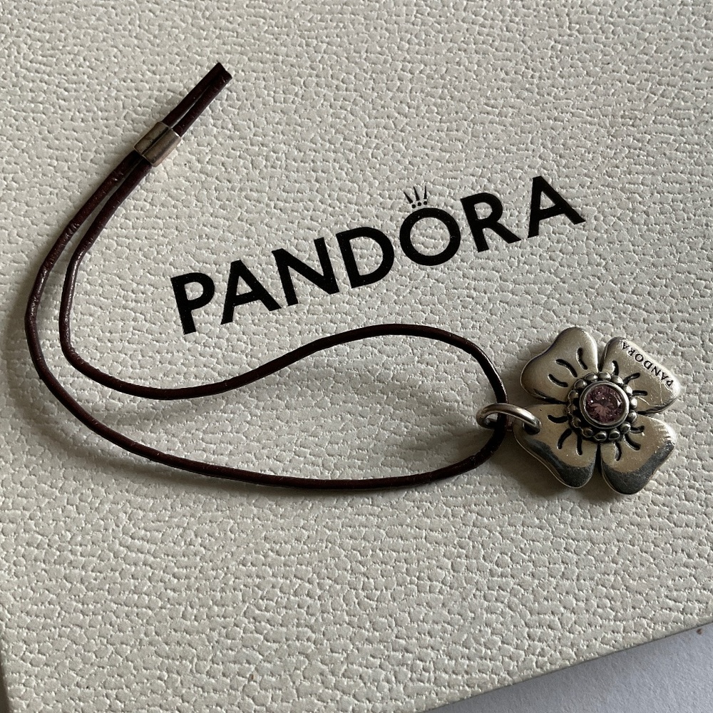 Pandora Silver and Brown Flower Bracelet